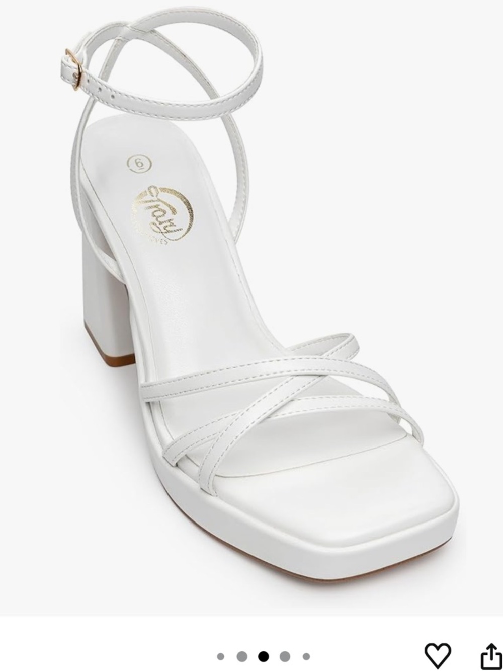 Block Heel Ankle-Strap Sandal in White - Women - Picture 3 of 3